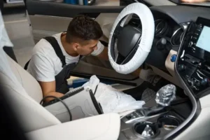 Professional auto detailing in progress showing how long does auto detailing take