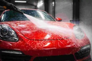 hard water spots on car paint in Fresno sunlight