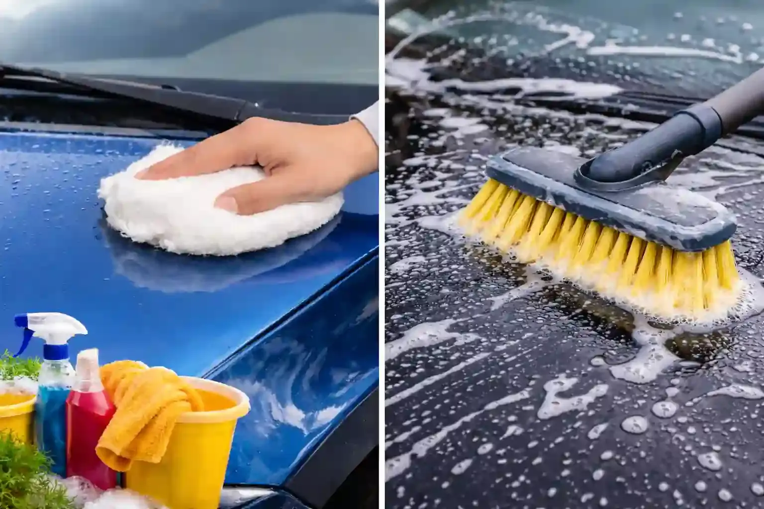 What Should You Use to Wash Your Car using a microfiber wash mitt for safe car washing